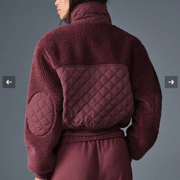 ALO YOGA BURGUNDY SHERPA JACKET SMALL - Picture 5 of 7